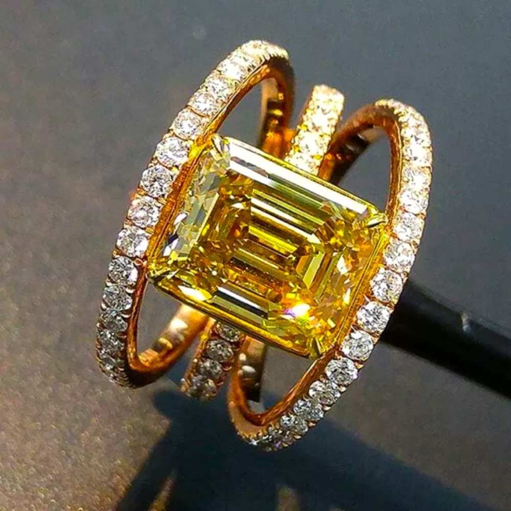 Citrine gold plated ring set